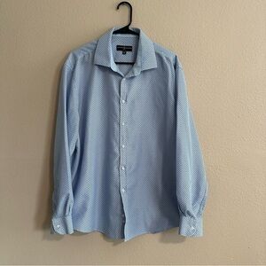 Society of Threads Slim Fit Blue and White Button Down